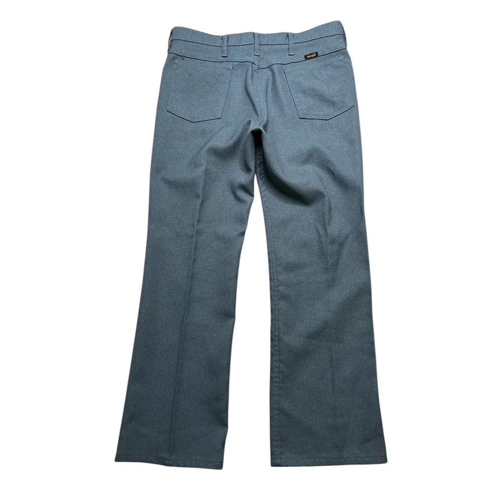 Wrangler Pants Mens 36x30 Blue Regular Fit Vintage Western Polyester Trousers - Picture 3 of 9